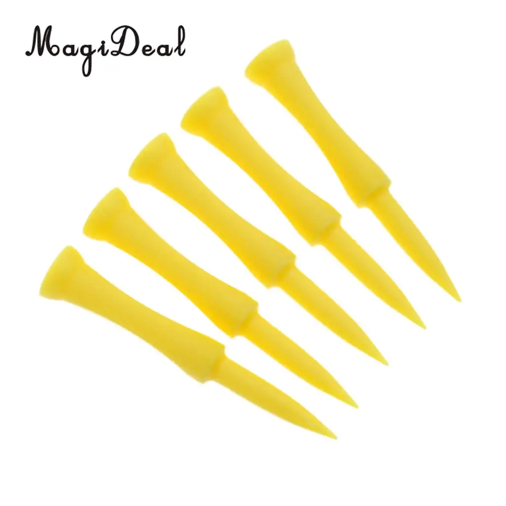 MagiDeal 5 Pieces Plastic Castle Golf Tee 70mm Yellow - Golfer Training Tool Equipment for Golf Pratice Accessories