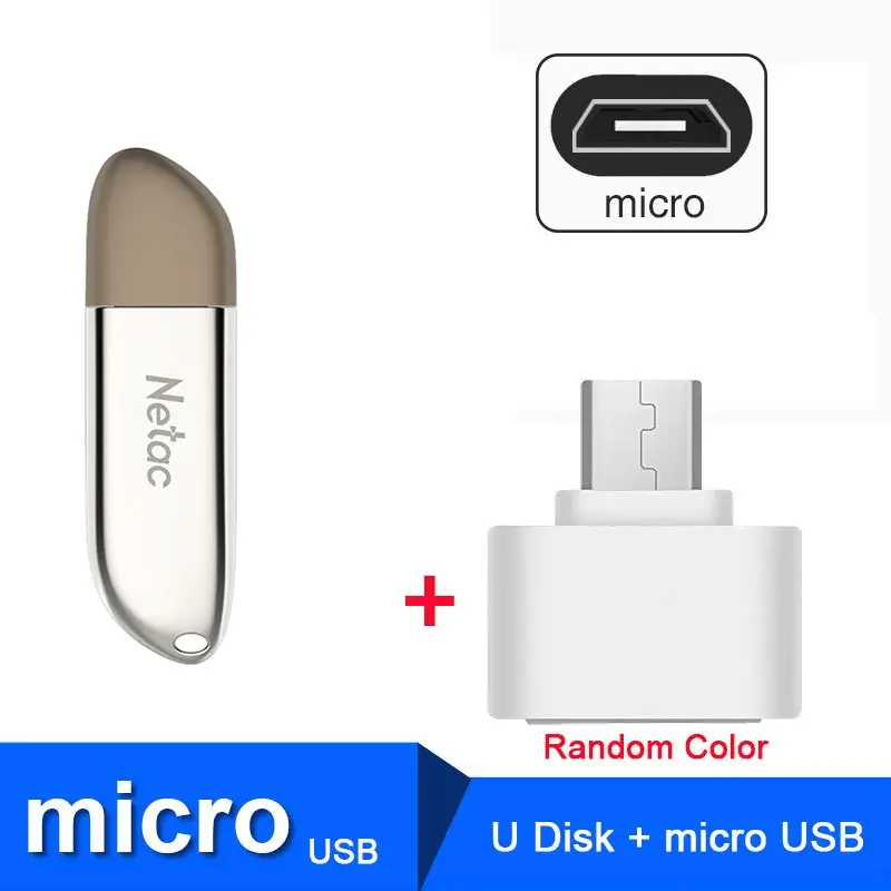 Netac USB флэш-накопитель USB3.0 высокая скорость карты памяти 64 Гб металл специальный U352 острый нож хранения USB флешки 64 ГБ 3,0 usb c - Цвет: U352 64GB Plus OTG