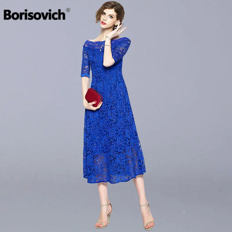 Borisovich Новое поступление 2018 летнее модное платье в английском стиле синего цвета