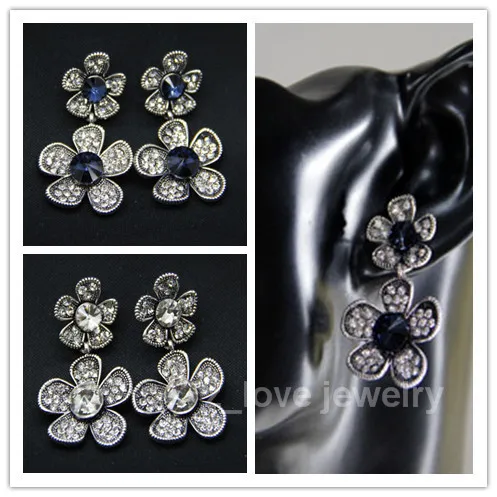 Винтажные серьги подвески с кристаллами и цветами из натурального камня|earrings