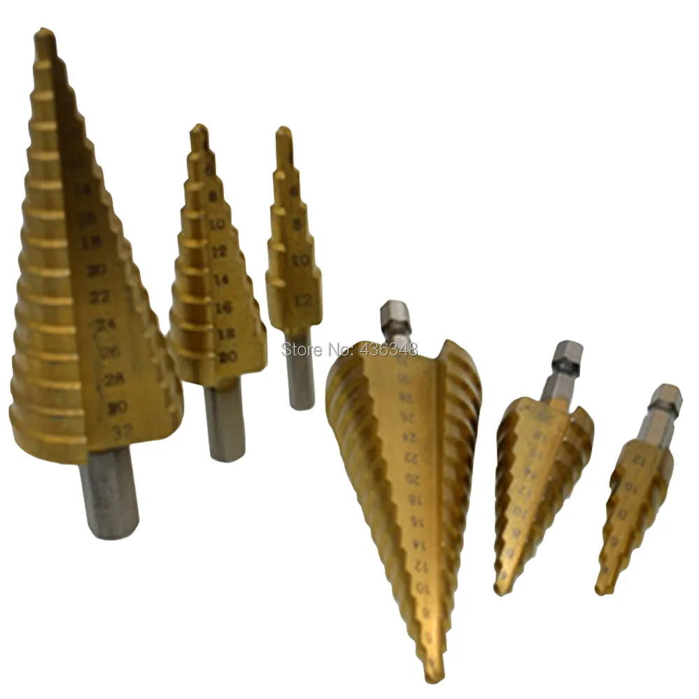 

3pcs Hss Step Drill Bit Metal Wood Cone Drill Bit Hole Cutter 4-32mm 4-20mm 4-12mm High Speed Steel Double Cutting Blades Design