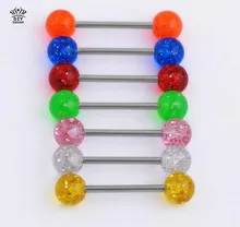 14pcs Hot Glitter Tongue Nipple bars barbell Ring 316L Surgical Steel Piercing Body Jewelry Lots Mix Wholesale Cheap Free
