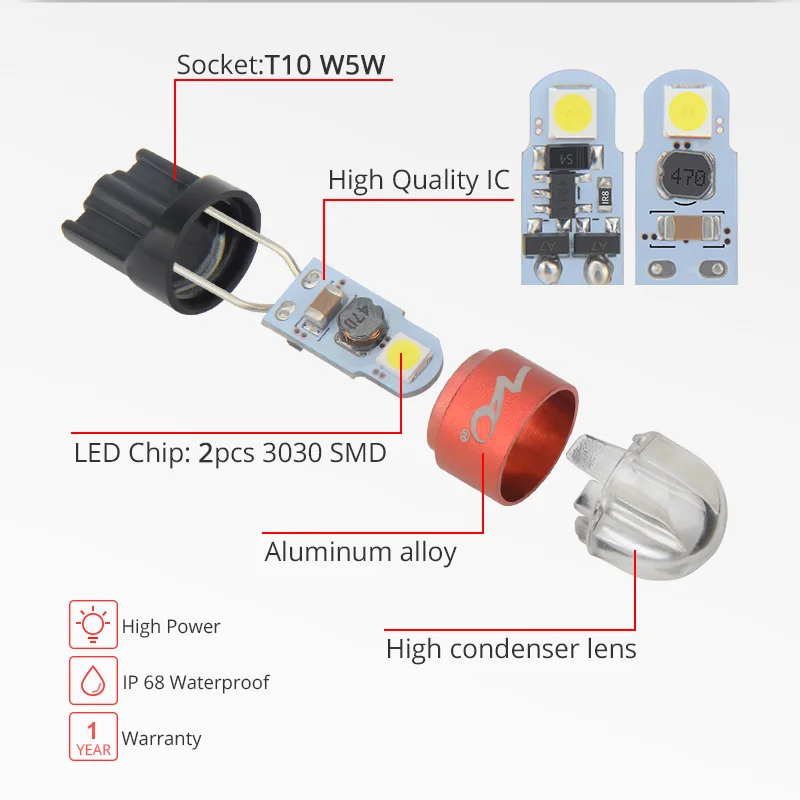 NAO T10 светодиодный 10 шт. W5W светодиодный лампы 3030 автомобильный светильник 5W5 указатель поворота Автомобильные Габаритные фонари 12V номерного знака светильник задний багажник лампа COB SMD