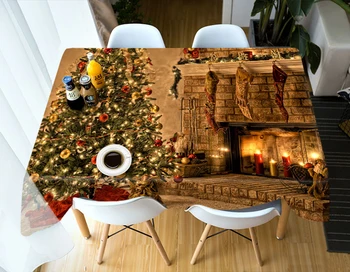 

Customized Christmas tree table cloth Round table cover rectangular Waterproof Coffee Party wedding Cabinet Cover Pillowcase
