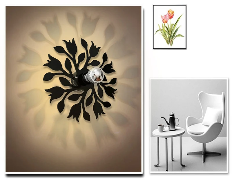 Novelty Tulips Flower 3D Shadow Projection Shape Wall Lights EUNA Plug Light Stair Lamp Modern Art Decor Fashion Bedroom Light (2)