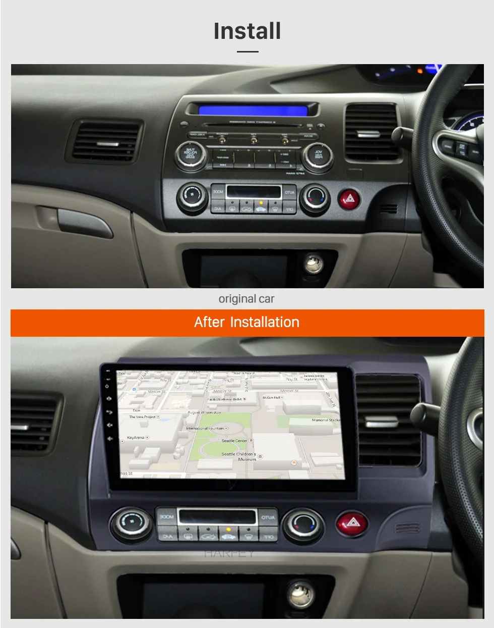 Cheap Harfey 2 Din 10.1" Android 6.0/7.1/8.1 Car Multimedia Player Radio For HONDA CIVIC RHD 2006-2011 GPS Navi Touchscreen Bluetooth 2