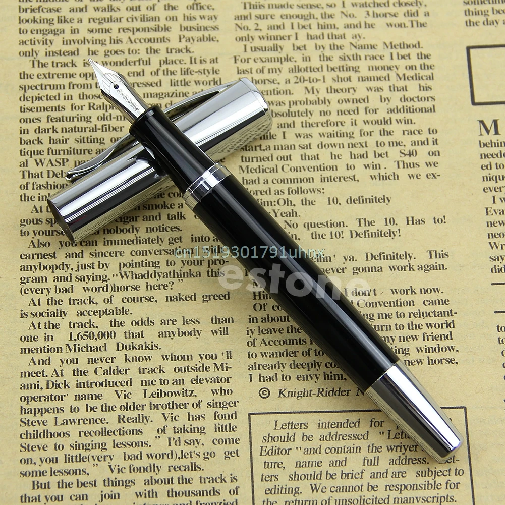 Smooth Stainless Medium Nib Study Business Fountain Pen Black