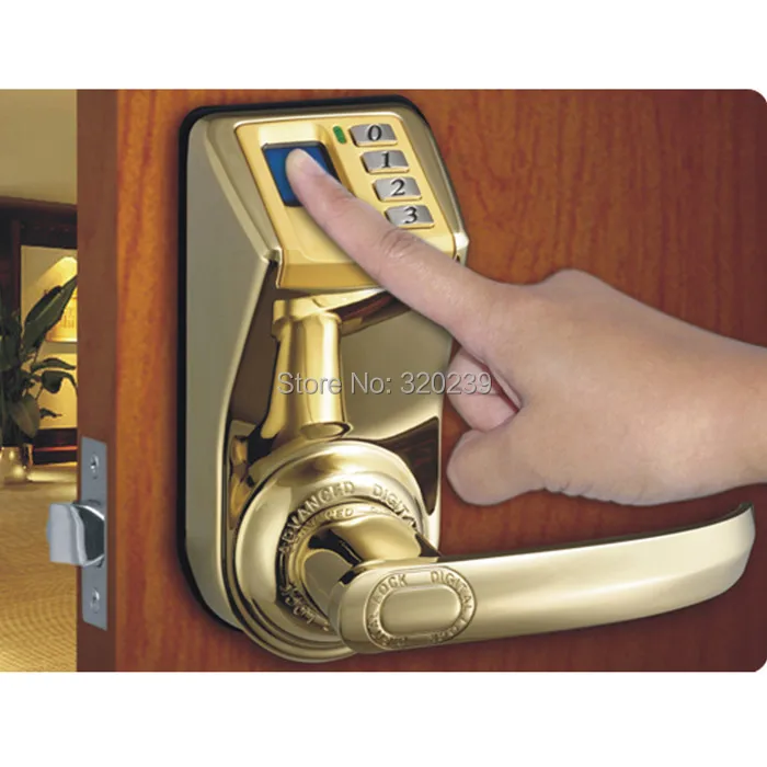 3398 Golden Fingerprint Door Lock Pin Code & Key Door Lock Security For
