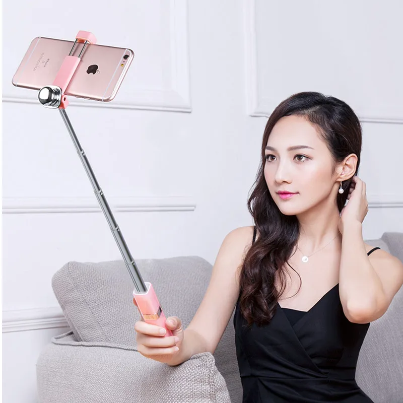 Portable Wired/Bluetooth Selfie Stick Monopod Stick Lipstick Selfie Sticks For iPhone X 8 7 plus