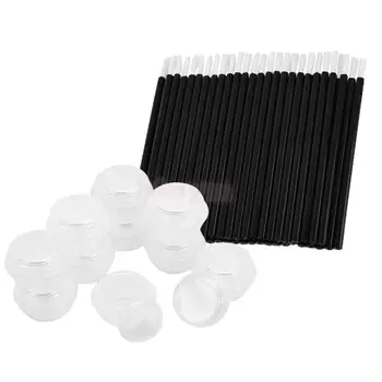 

50pcs Disposable Gloss Wand Lipstick Lip Brush+10pcs Cream Container Vials Tube Makeup Comestics Set