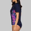 Charmleaks Short Sleeve Women Rashguard Shirt Floral Print Quick-drying Rash Guard UPF 50+ Surfing Top Running Biking Shirt ► Photo 3/6