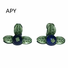 

APY Fashion Earrings jewelry blueberry Green leaves Natural Bluestone Vintage Earring Women's Accessories