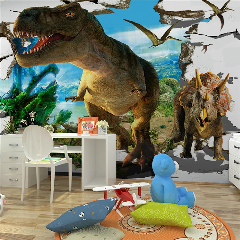 

Living room backdrop TV background wallpaper 3D stereoscopic dinosaur fantasy mural murals sofa backdrop 0055