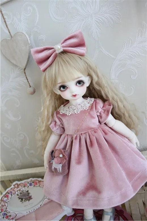 Кукла Одежда кукла 1/6 платье бархат синий розовый платье для 1/6 1/4 BJD SD кукла аксессуары платье+ украшение для волос+ сумка