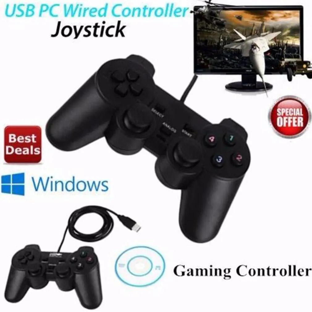 Проводной геймпад джойстик USB2.0 Shock Joypad геймпад игровой контроллер для ПК ноутбук компьютер Win7/8/10/XP/Vista