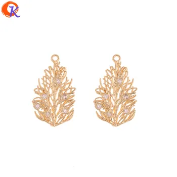 

Cordial Design 30Pcs 13*21MM Jewelry Accessories/CZ Charms/DIY Parts/Plant Shape/Genuine Gold Plating/Hand Made/Earring Findings