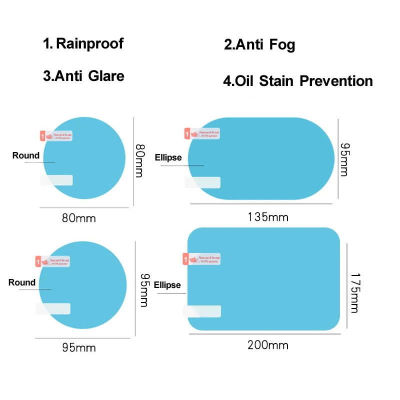 2 шт. Автомобильная задняя зеркальная защитная пленка непромокаемая противотуманная Антибликовая Автомобильная Антибликовая оконная пленка зеркало заднего вида Прозрачная Фольга