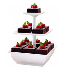 Собрать закуски сервер 3 яруса квадратный торт стенд свадьба день рождения поставки держатель для кексов дисплей белый HK070
