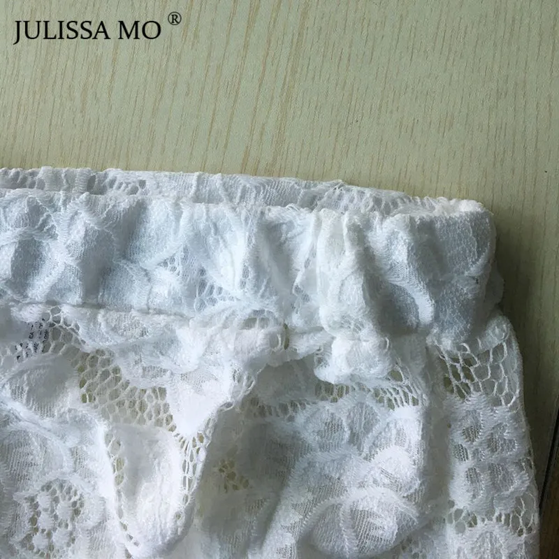 Julissa mo белый кружевной блейзер+ широкие брюки 2 шт. наборы для женщин осень пуговицы на шнуровке спортивный костюм сексуальная прозрачная одежда