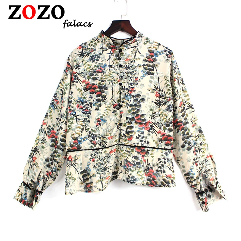 Falacs Zozo Spring Summer Office Lady Prairie Chic Fashion Vintage Casual Blouses Shirts Women Print Floral Button Blouse Blusas |