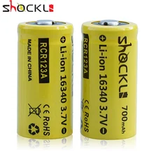 2 шт./лот аккумулятор Shockli RCR123 16340 700 мАч 3,7 в литий-ионная аккумуляторная батарея 16340 литиевая батарея для фонарика камеры Arlo