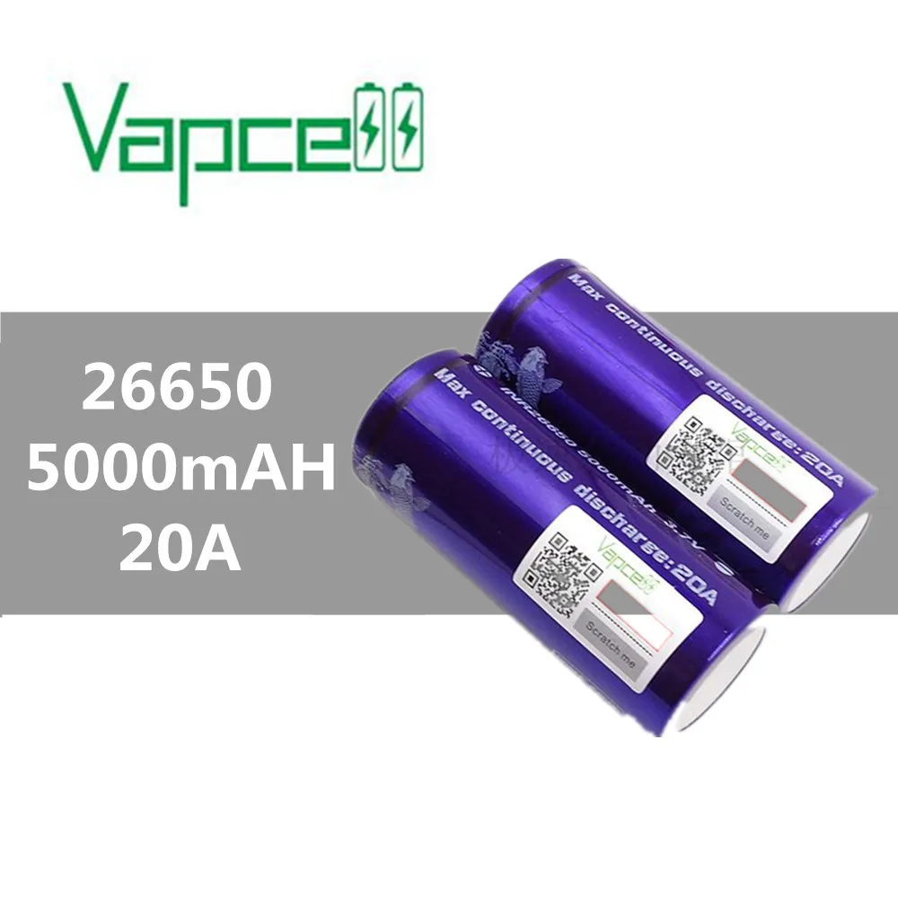 4 шт. литиевые аккумуляторы VAPCELL INR26650 INR 26650 5000 мА · ч 20 А высокой мощности большой