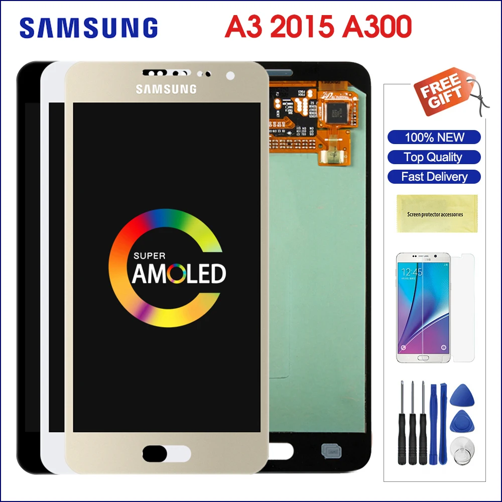 

samsung a300 galaxy a3 display a3 2015 a300 3000 A300F A300M lcd super amoled touch screen digitizer assembly replacement for a3