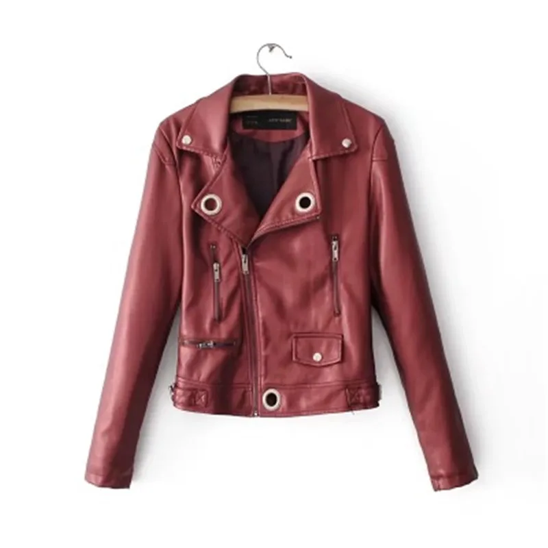 Courte Minceur Bombardiers Nouveau De En Pu Mode rouge Style Rose blanc Veste Solide Printemps Section Cuir Manteau Élégant Femmes Moteur n0fqAACzwx