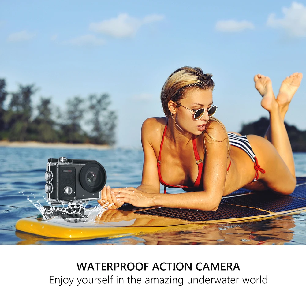 Dragon Touch 4K Экшн-камера 16 МП Vision 3 Pro wifi 100 футов водонепроницаемая камера с сенсорным экраном 170 ° широкоугольная Спортивная камера