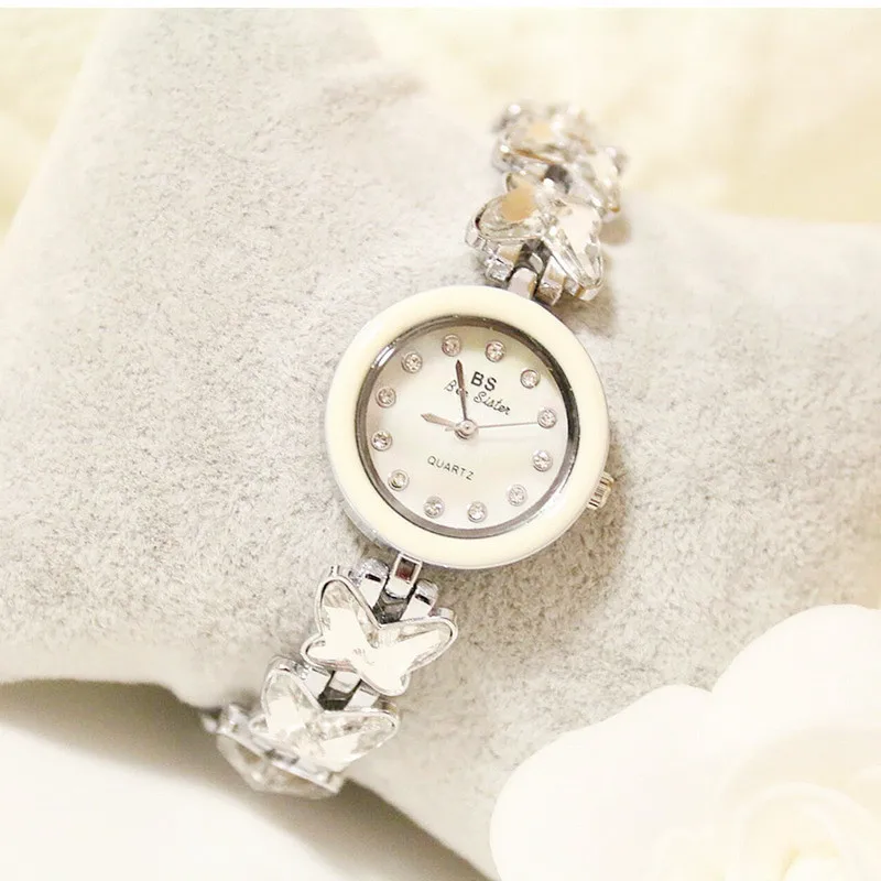 

2019 Full Crystal Butterfly Chain Female Wrist Watch New Fashion Hot Ladies Quartz Chain Watch High-End Linked List Quality