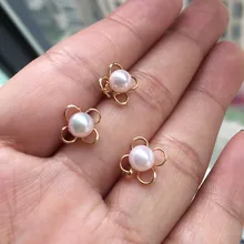 Women Gift word 925 Sterling silver real Long-lasting natural Japanese Akoya seawater pearl set Earrings Pendant 5.5mm