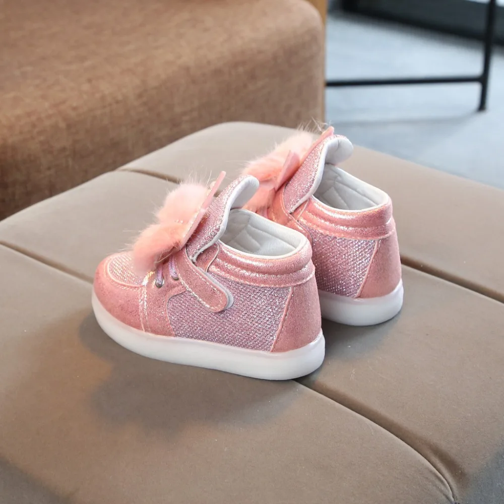 2019 kids sneakers lights girls cartoon rabbit fur LED lights shoes lights shoes sneakers casual shoes kids sneakers LED 40J24 (13)