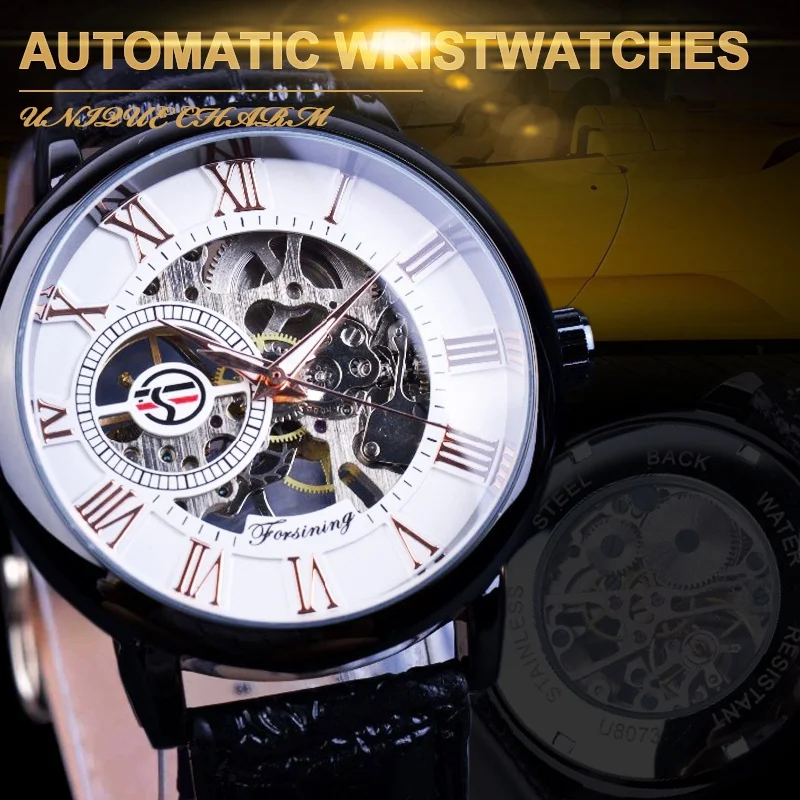 

FORSINING Mens Militar Sport Clock Hand Wind Mechanical Male Business Watches