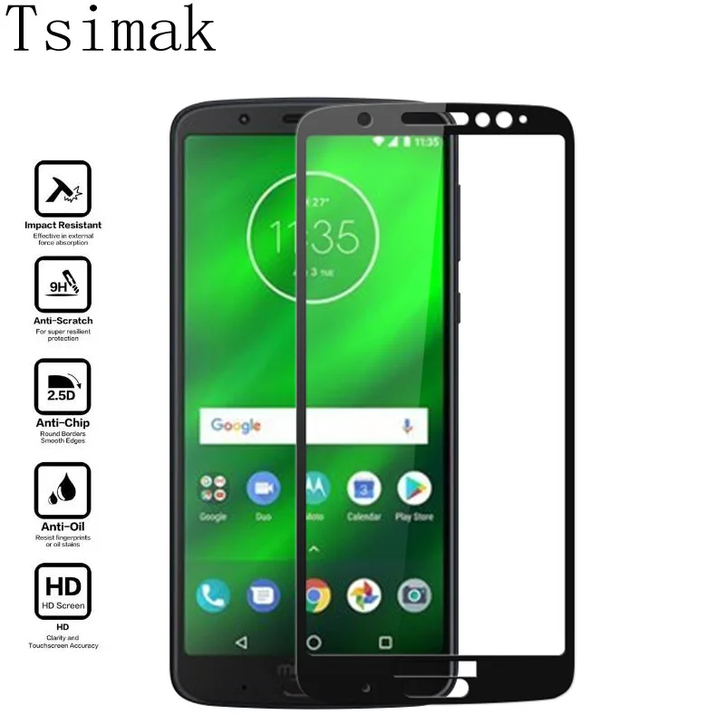

Tsimak Full Cover Tempered Glass For Moto G7 Plus G6 Play E5 Z3 G5s Screen Protector Protective Film For Motorola G7 Power