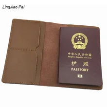 LingJiao Pai 2017 fashion multifunctional men genuine leather passport cover case travel women credit id card holder bag