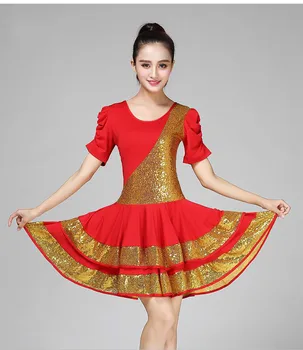

Hot New Square Dance Costume Dress Sequins Female Middle And Old Aged Spring And Summer Dance Performance Clothing