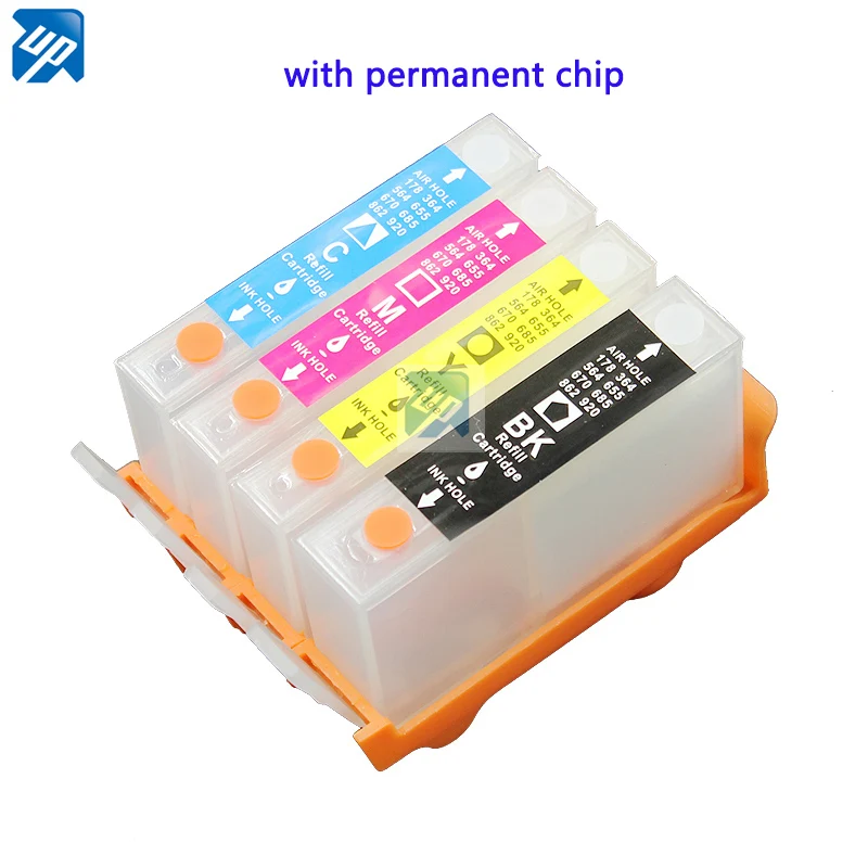

UP 4PCS empty refillable Ink Cartridge for hp903 903XL 907 XL suit for hp Officejet Pro 6950 6960 6962 6963 6964 6965 6966