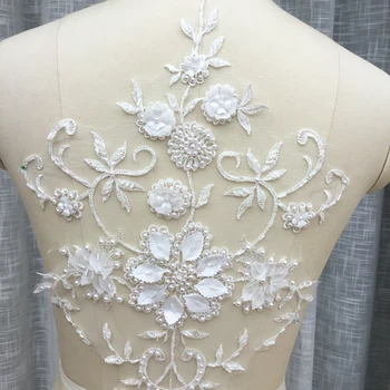 

Large Beaded sequins Lace patch Chest paste Diy wedding Headdress Skirt edge High-grade lace flowers RS1600