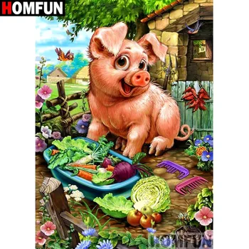 

HOMFUN Full Square/Round Drill 5D DIY Diamond Painting "Cartoon pig" 3D Embroidery Cross Stitch 5D Home Decor A15154