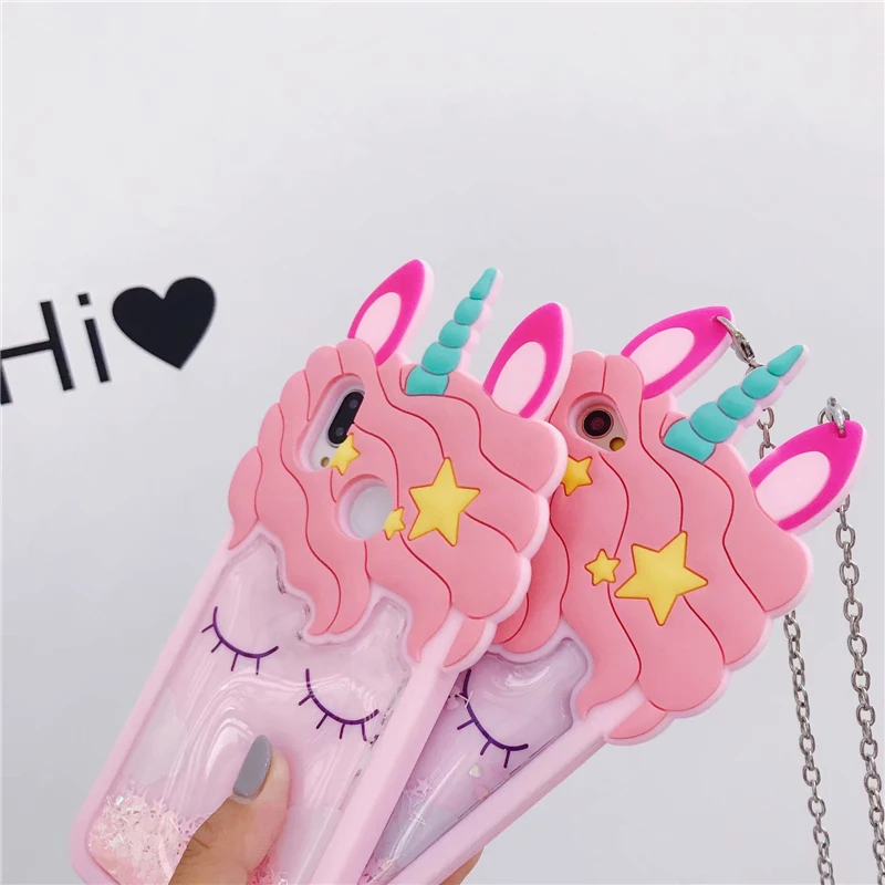 Soinmy Unicorn Case For Huawei p20 pro p20 lite p10 plus honor 10 9 v9 8 pro silicone 3D cute cartoon animals liquid cover Case