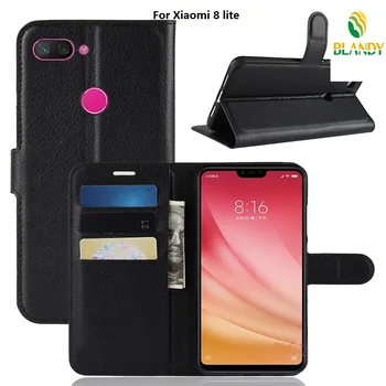 

100pcs/lot Free shipping High Quality Lychee Wallet Leather Case Stand With Card Holder For Xiaomi 8 lite SE