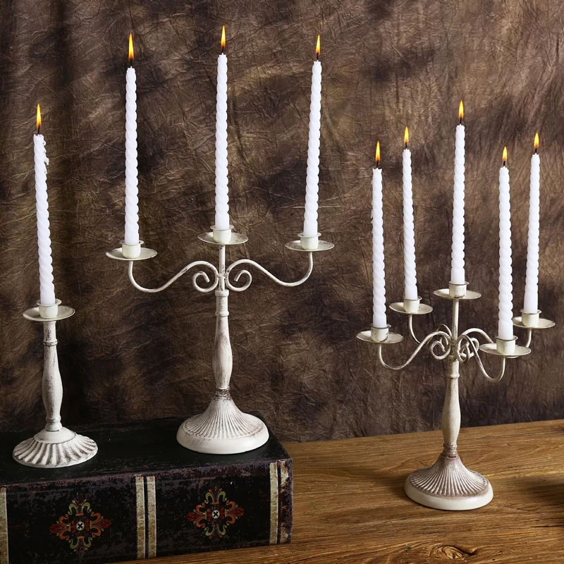 Wrought Iron Candle Holders One three five Head Romantic western