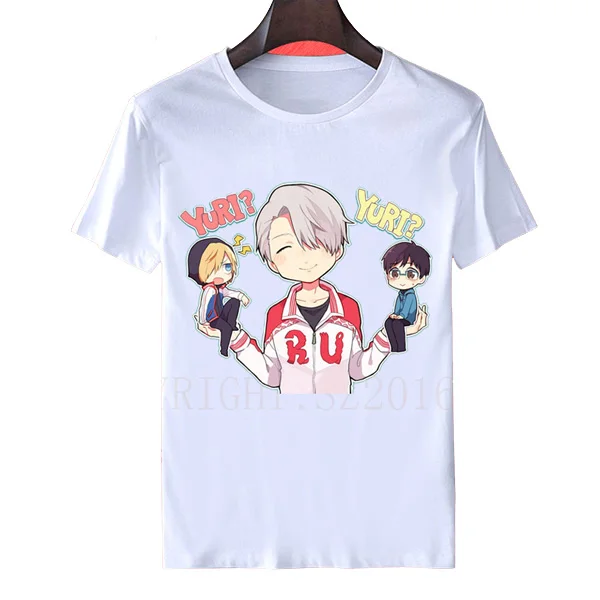 Юрий! Новинка аниме футболка для косплея на льду Victor Nikiforov Yuri Plisetsky короткие