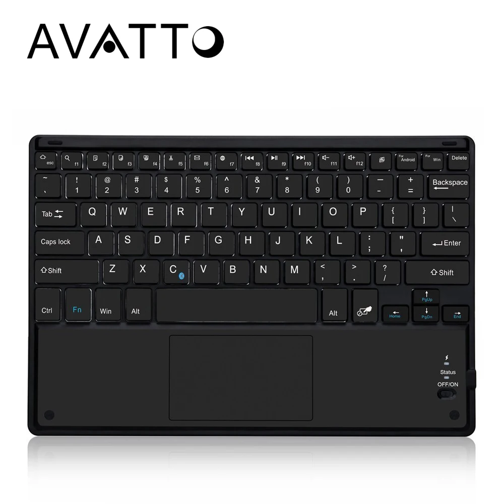 

AVATTO Ultra Slim USB Rechargeable Bluetooth 3.0 Mini Keyboard , 7 Color Backlit Tablet Keyboard for Phone Tablet PC Laptop