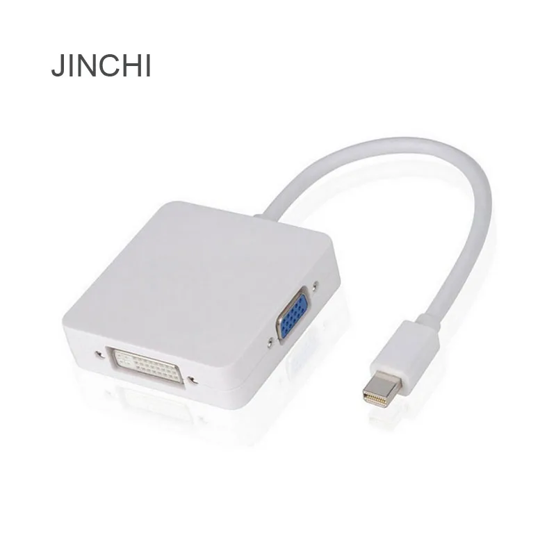 JINCHI 3 in1 Thunderbolt Mini Displayport para HDMI DP DVI Cabo