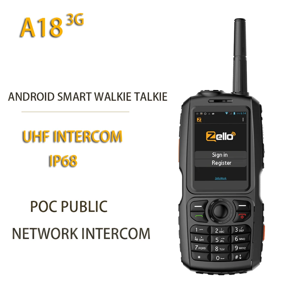 Новый A18 3g радио UHF домофон IP68 WCDMA/GSM Android4.2.2 с реальным ptt или Zello A17 обновление POC открытый netowrk домофон