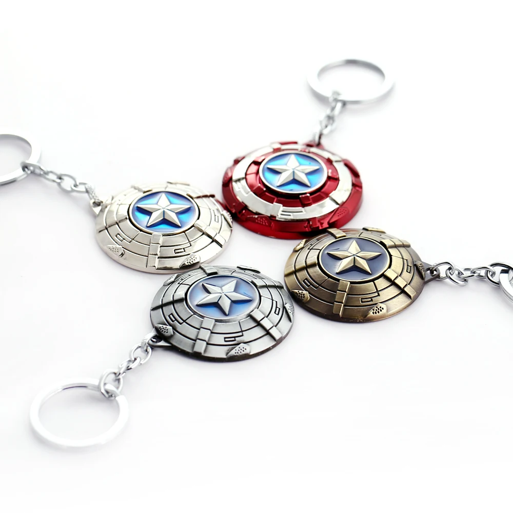 

Superhero Captain America Key Chain Rotatable Shield Key Rings For Gift