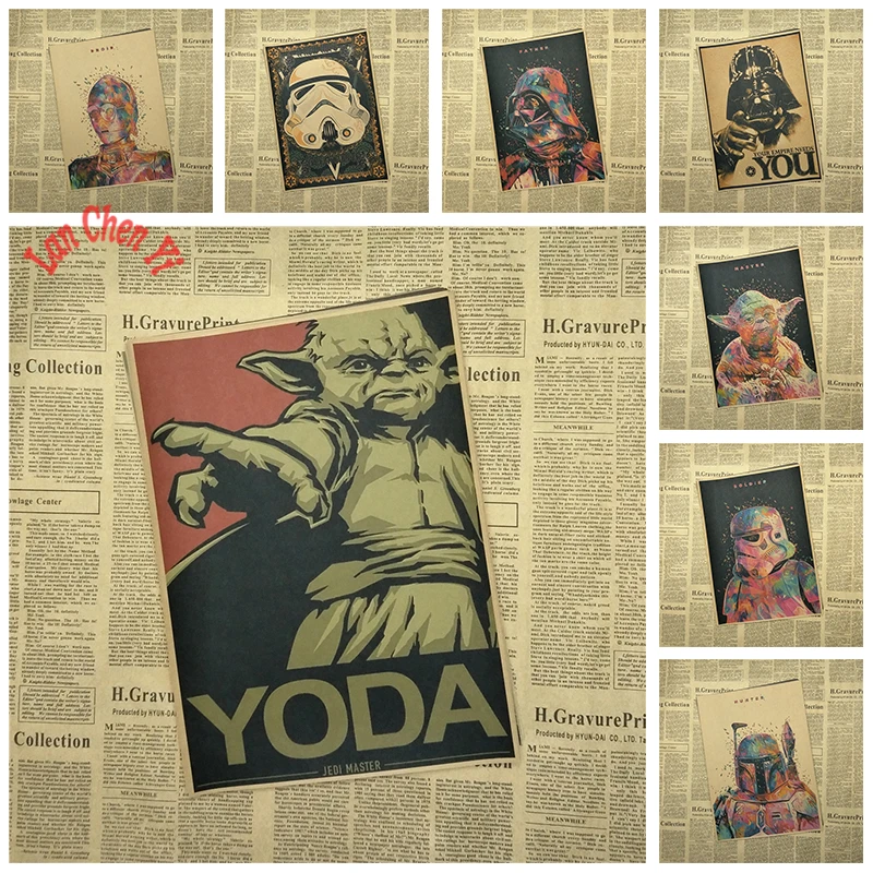 

Science fiction war movies Star Wars Classic Movie Kraft Paper Poster Cafe Creative wallpaper Interior Decoration