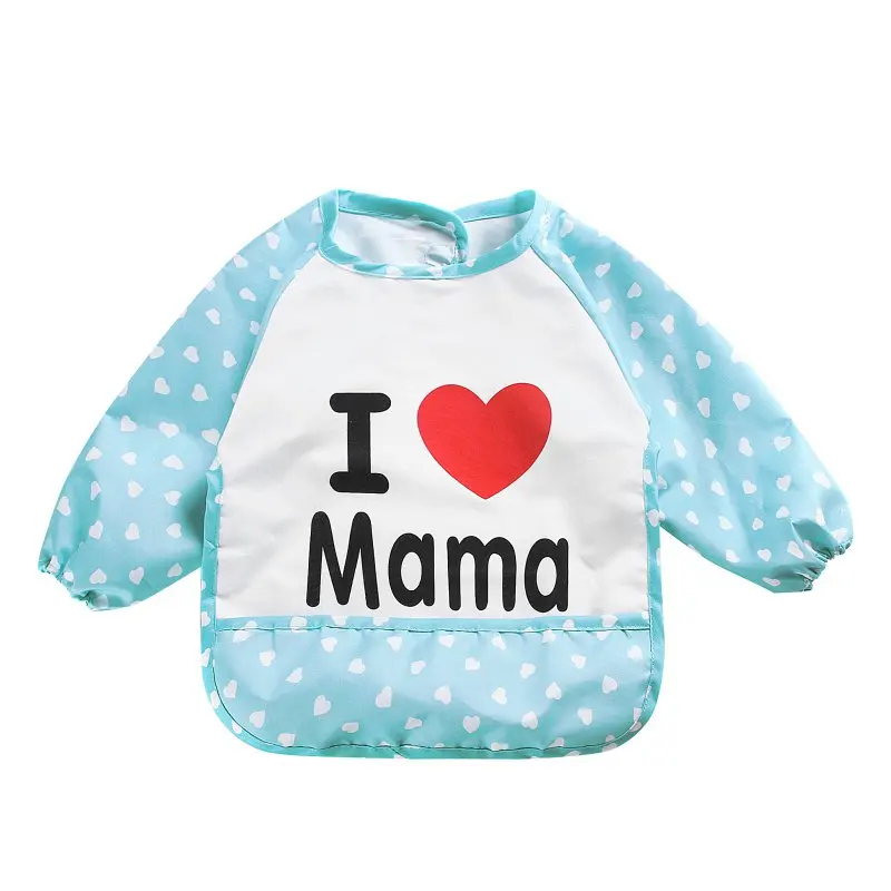 

I LOVE MOM Baby Kids Bibs Infant Toddler Waterproof Apron Clothing 8 Patterns