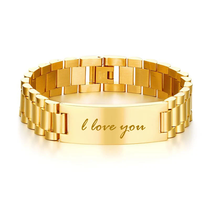 

Men's ID Bracelets Stainless Steel Chain Link Braslet Pulseira Edelstahl Armband bileklik For Men Male Jewelry Free Engraving